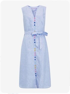 Boden Cecilia Linen Midi Dress, Chambray NWT Size 12